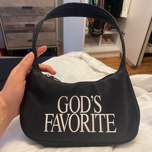Praying “God’s Favorite” black baguette bag